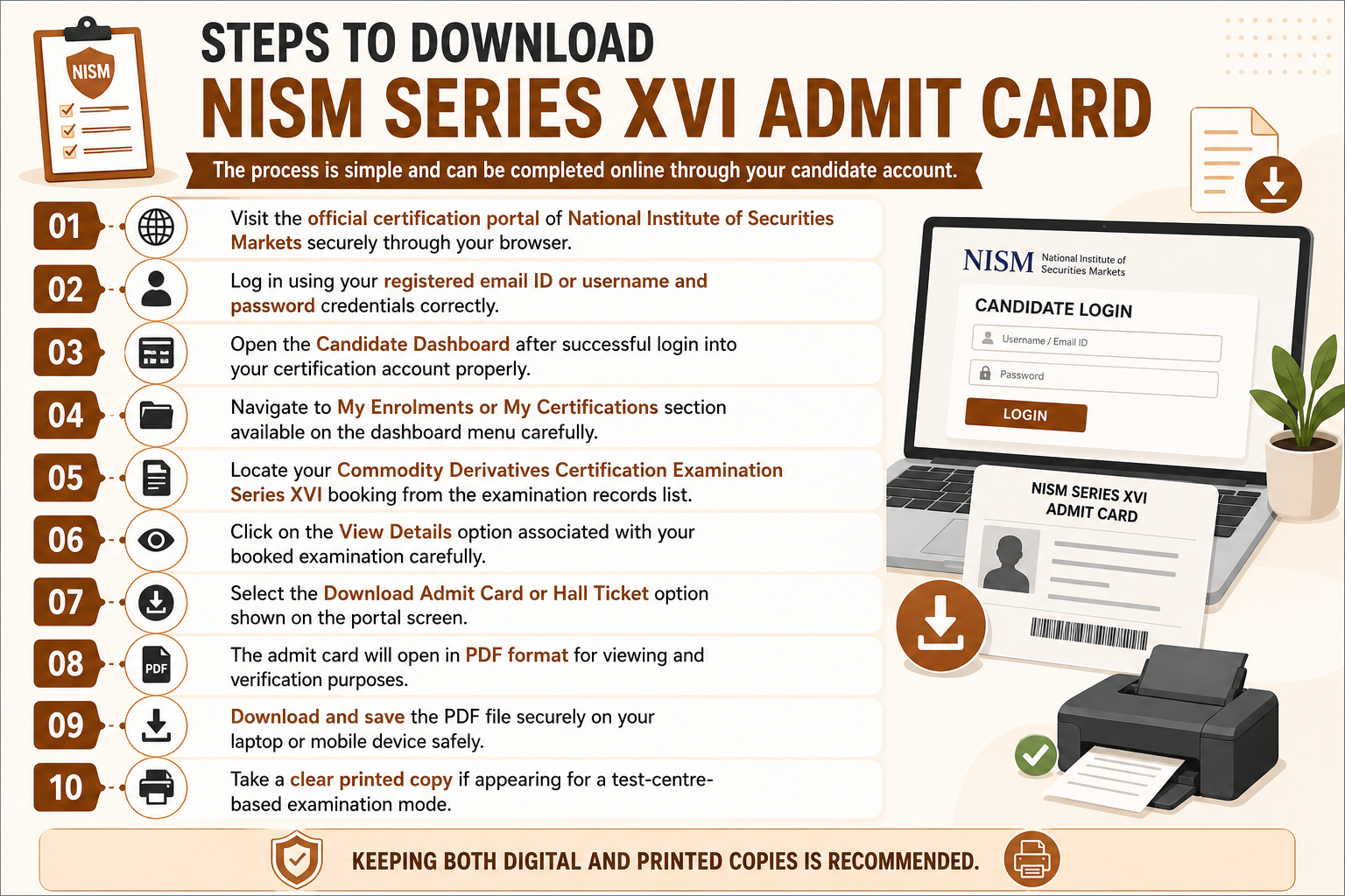 Steps to Download NISM Series XVI Admit Card Infographic